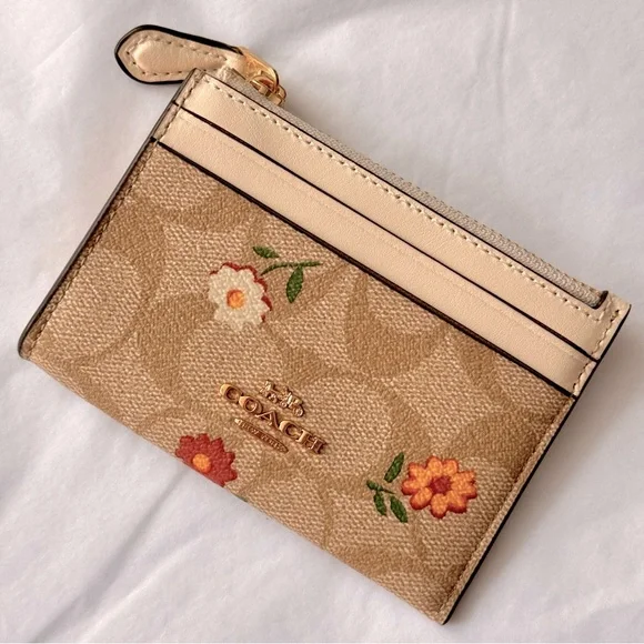 NWT Coach Mini Skinny ID Case in Signature Canvas and Nostalgic Ditsy Print - Picture 3 of 7